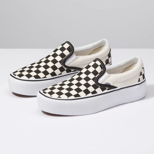 Tênis Slip-On Checkerboard Plataforma Black White - Vans