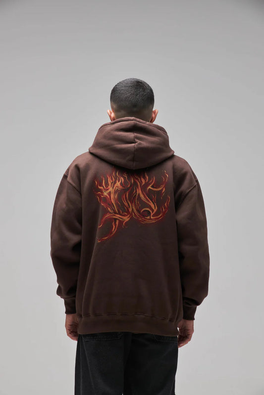Hoodie "Flames" Brown - Plano C
