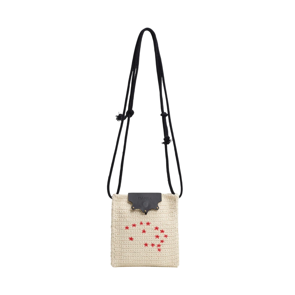 Bolsa Lateral em Crochê e Couro Off White - Feito à Mão