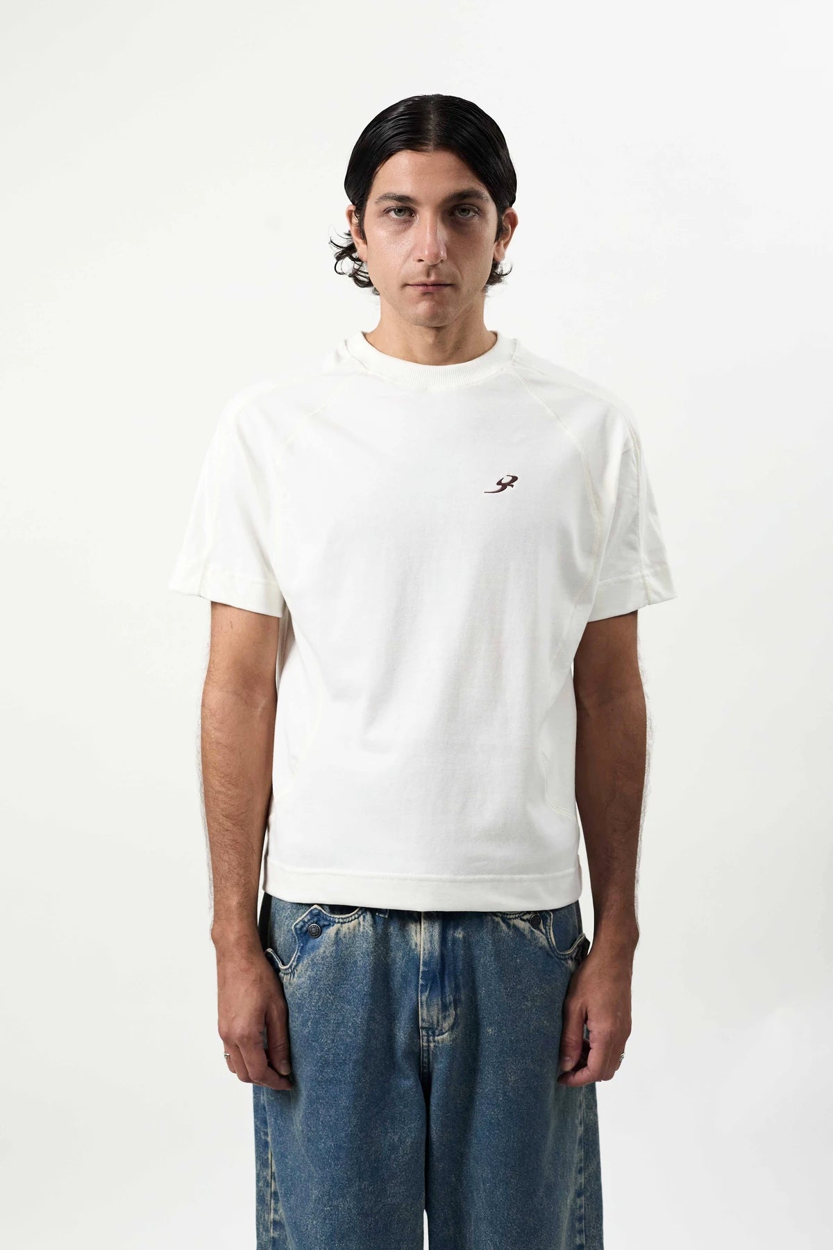 Camiseta Recortada "B Garça" Off White