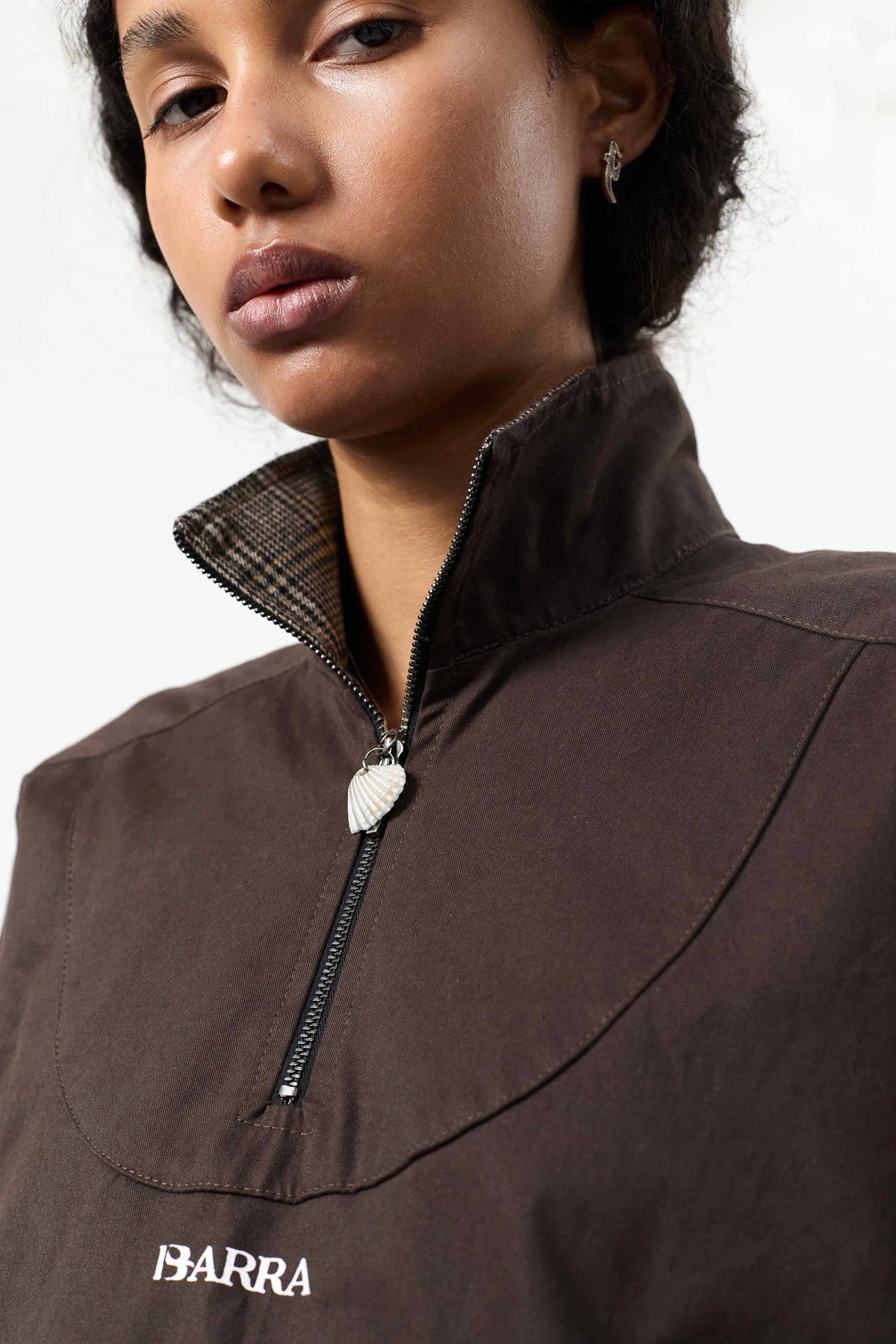 Agasalho Quarterzip "Barra Logo" Marrom