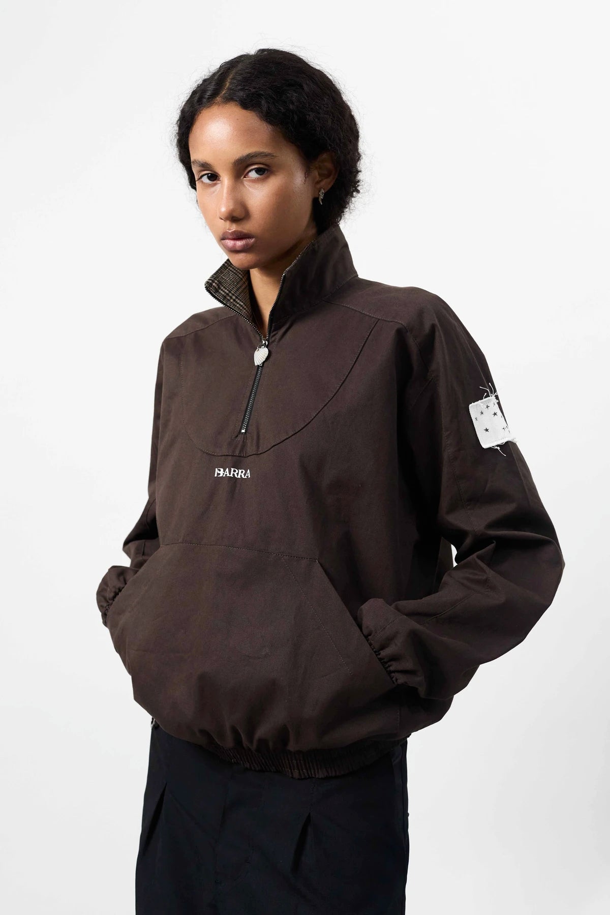 Agasalho Quarterzip "Barra Logo" Marrom