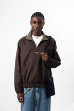 Agasalho Quarterzip "Barra Logo" Marrom
