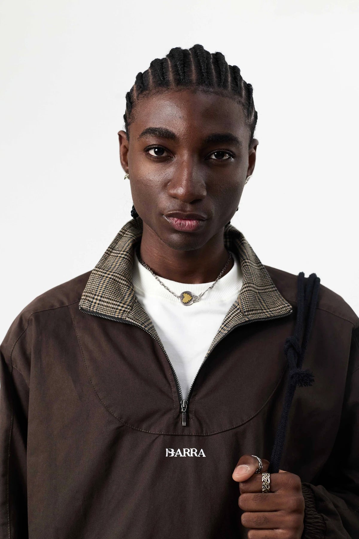 Agasalho Quarterzip "Barra Logo" Marrom