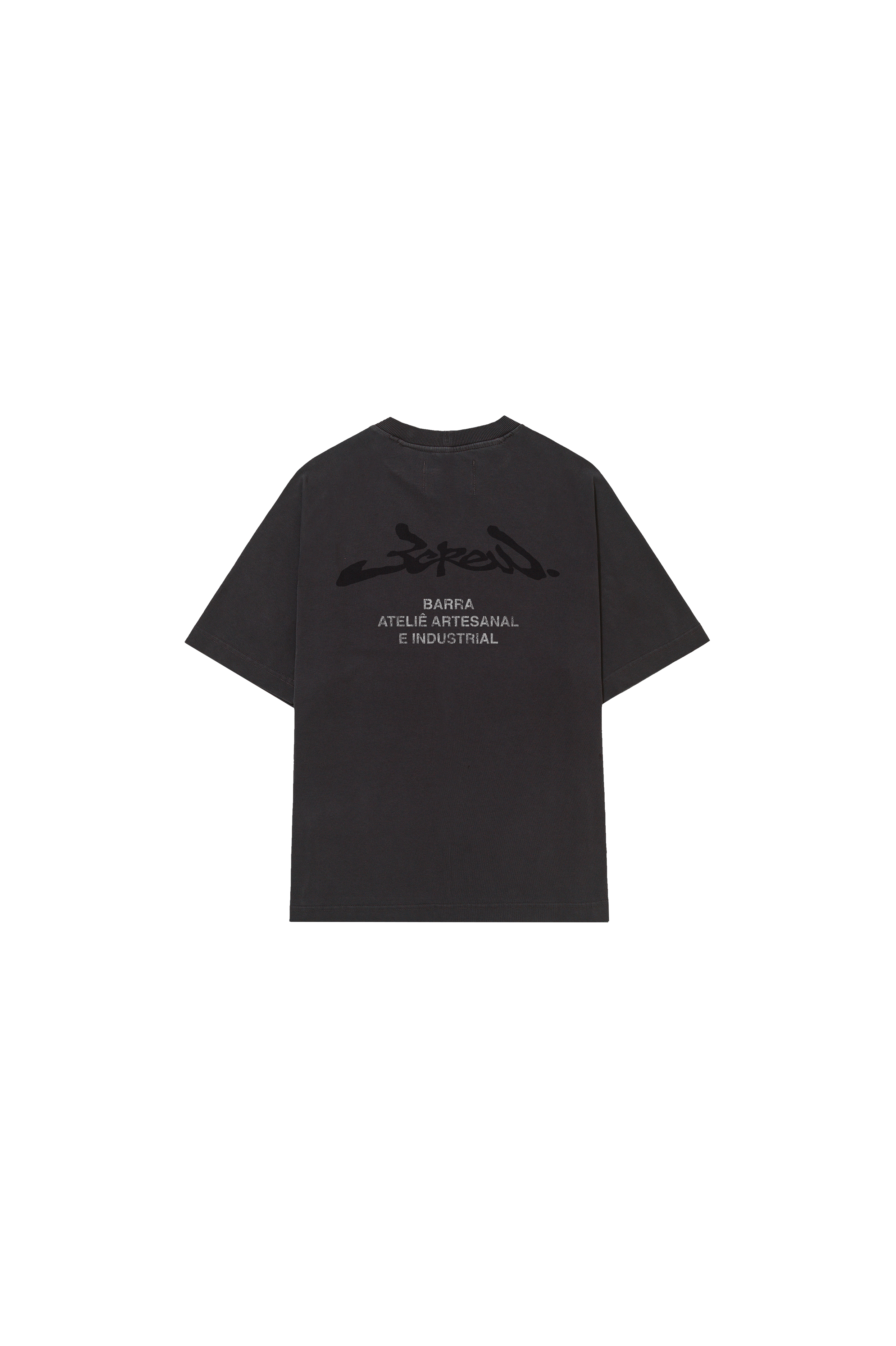 Camiseta "Assinatura Ateliê" Preta Estonada - BARRA