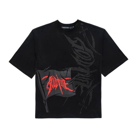 Camiseta Boxy Black Flag Black - Gold Life