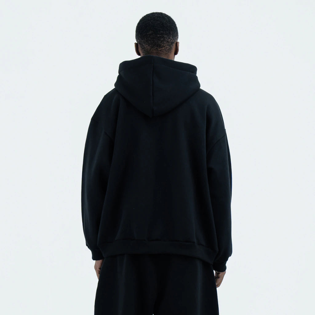 Double Layer Black Hoodie