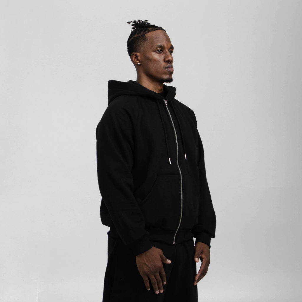Essential Black Zip Hoodie - QUIET
