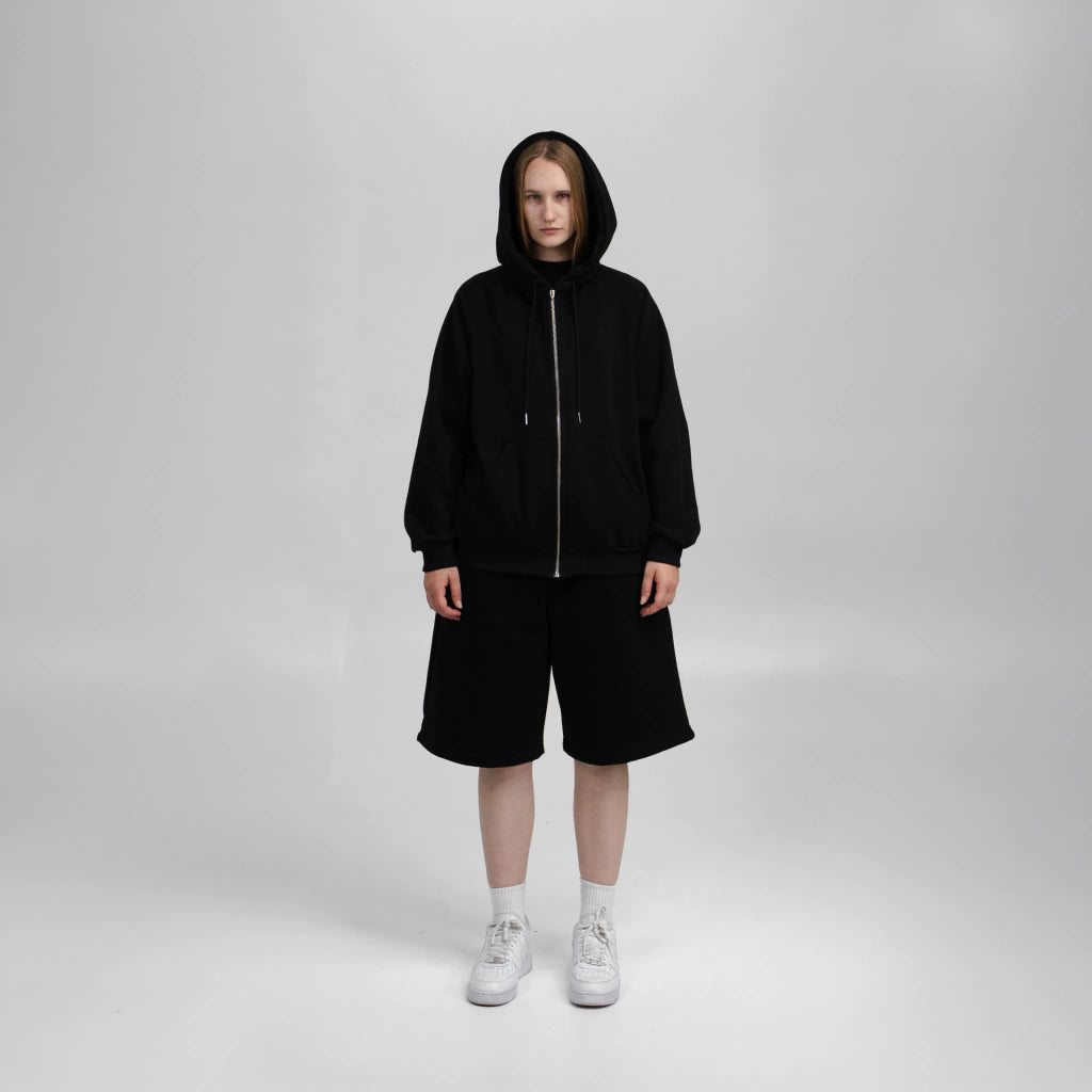 Essential Black Zip Hoodie - QUIET