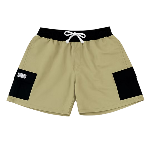 Cargo Shorts Dual Color Beige - HUNCH