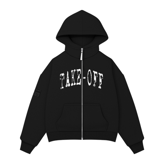 Label Patch Zip Hoodie - TAKE-OFF