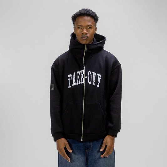 Label Patch Zip Hoodie - TAKE-OFF